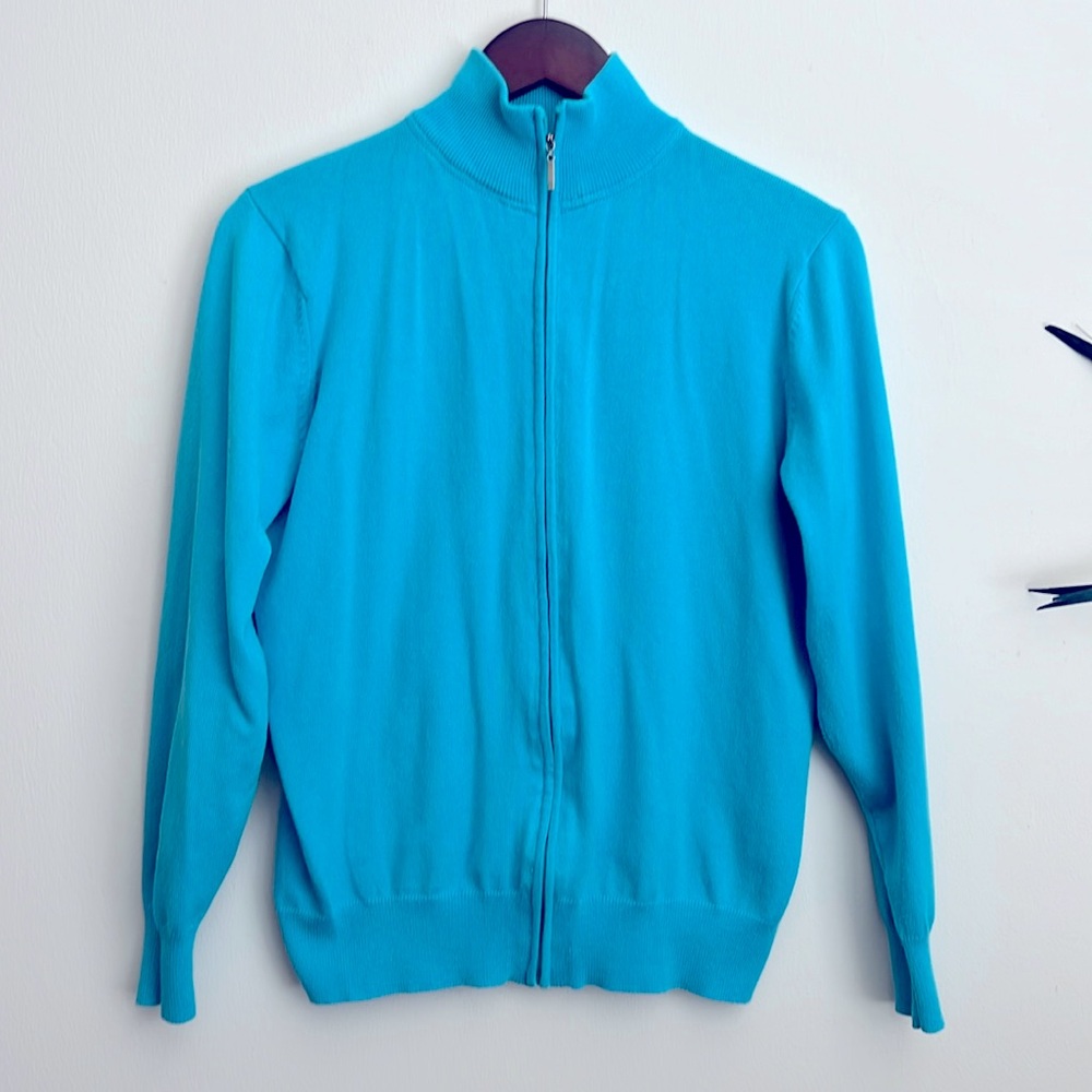 Turquoise Full Zip Sweater